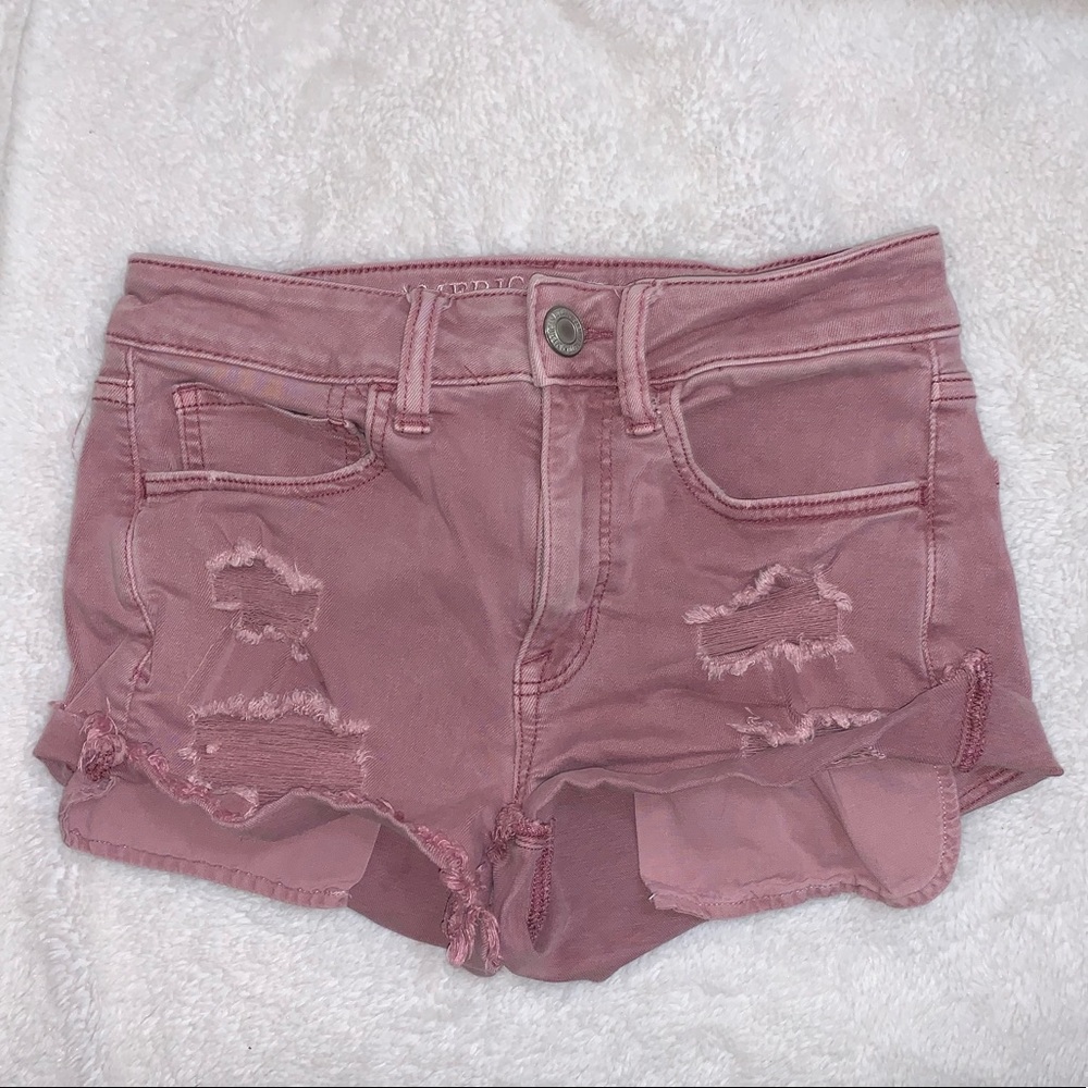 Dusty Rose High Rise Jean Shorts (A.E.O)